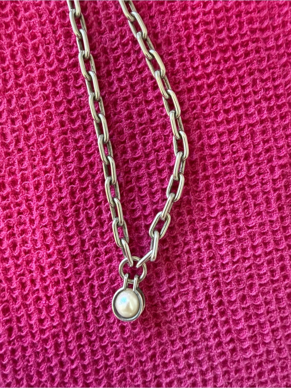 Tiffany & Co. Silver Chain Necklace with White Pearl Pendant